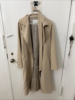 Aritzia Beige Long Trench Coat with Tie Belt